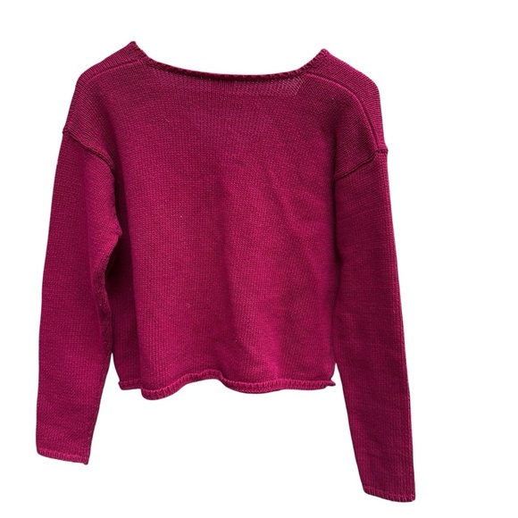 Eileen Fisher Boxy Heavy Knit V-Neck Button Up Cardigan Sweater Pink S - Picture 5 of 10